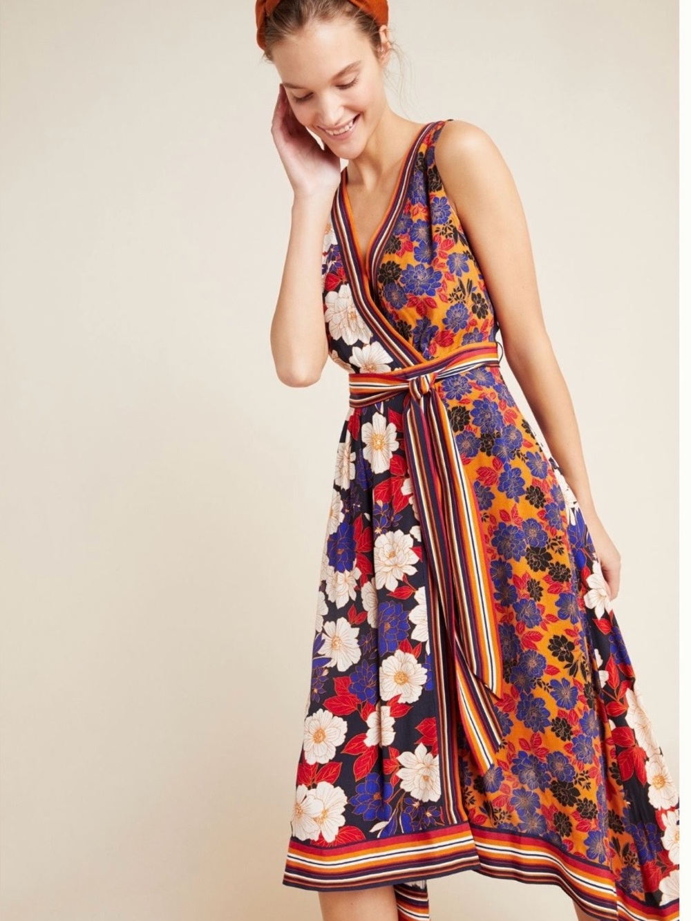NWT! Maeve Anthropologie Women’s Cassandra-SZ 10- Wrap MIDI Dress Pockets!